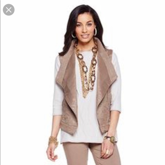 NWOT 2pc FlatterFit Ankle Pants w/ Vest - Mocha - Picture 2 of 9